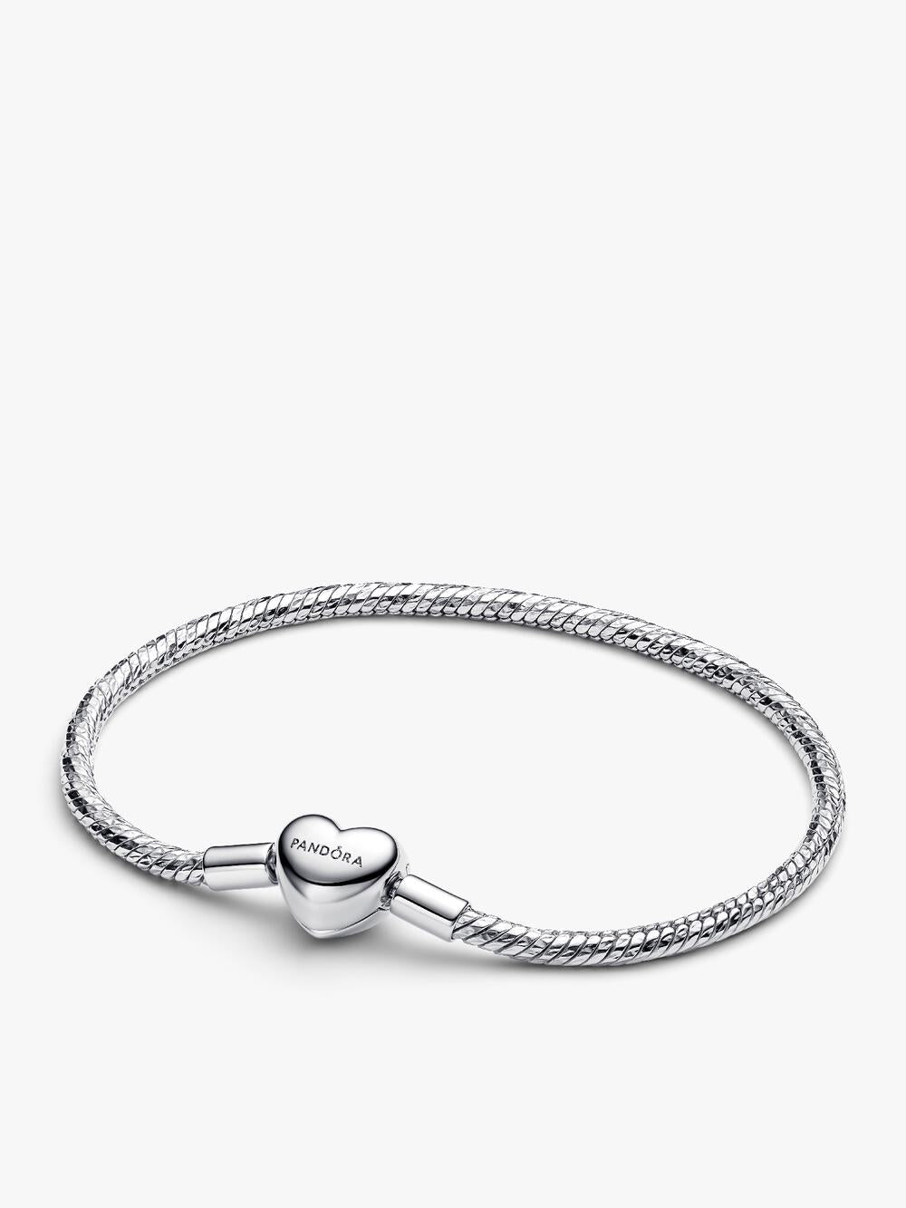 Pandora Moments Heart Closure Snake Chain Bracelet