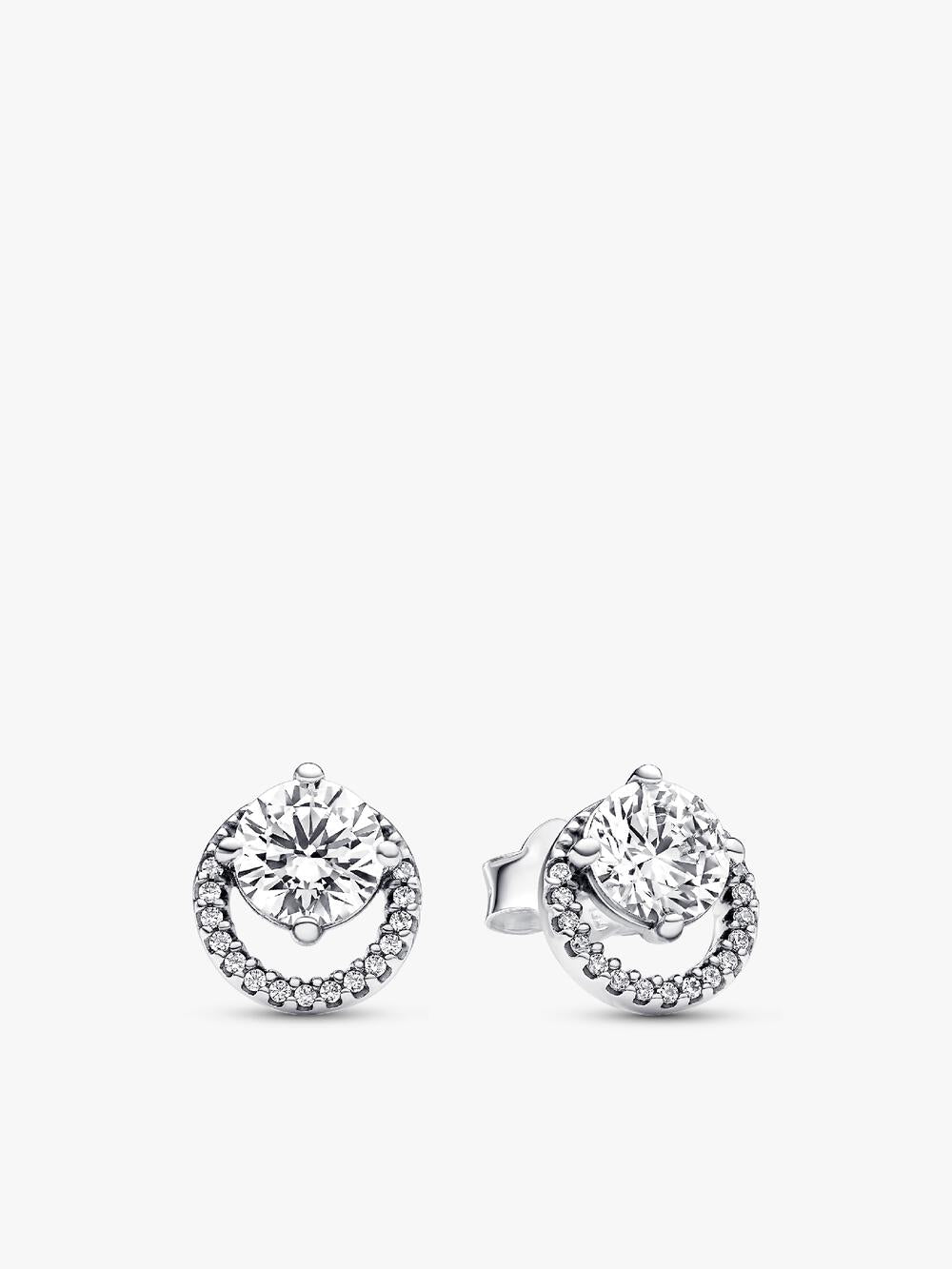 Sparkling Pear Halo Stud Earrings